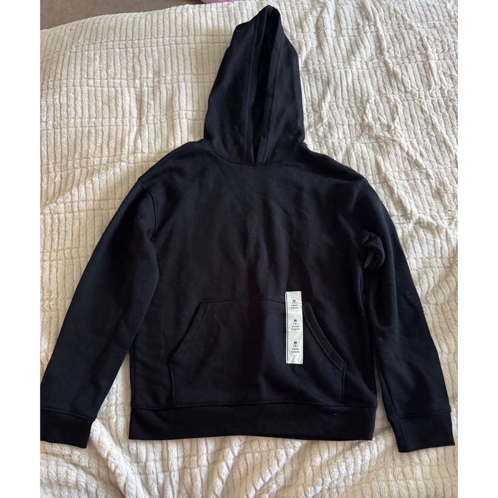 Cat & Jack unisex Black Pullover Hoodie Sweatshirt Size M 8 NWT Fleece Pocket
